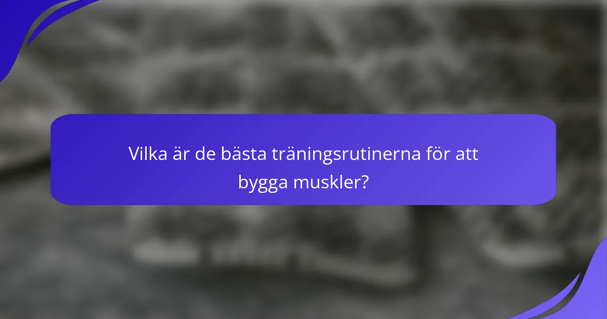 Vilka är de bästa träningsrutinerna för att bygga muskler?