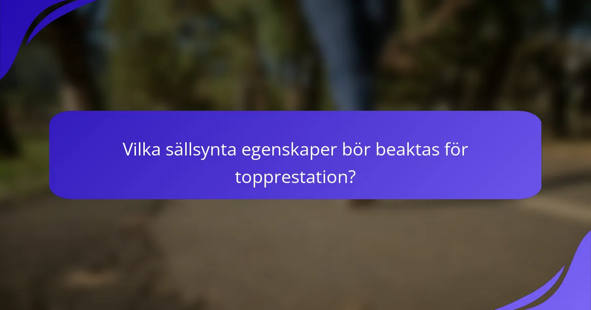 Vilka sällsynta egenskaper bör beaktas för topprestation?