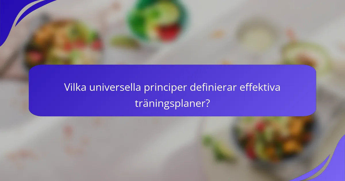 Vilka universella principer definierar effektiva träningsplaner?